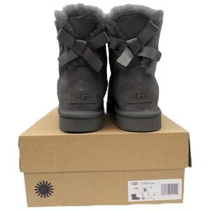 Authentic Ugg MINI Bailey Bow II Boots Women's Grey 6